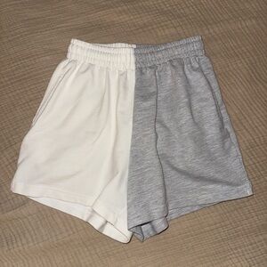 Two-Tone White and Gray Shorts